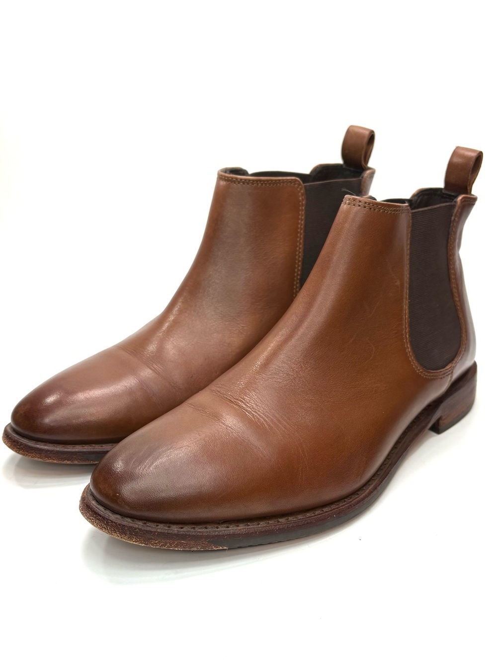 Johnston & Murphy Cognac Brown Leather Chelsea Boots | 7.5
